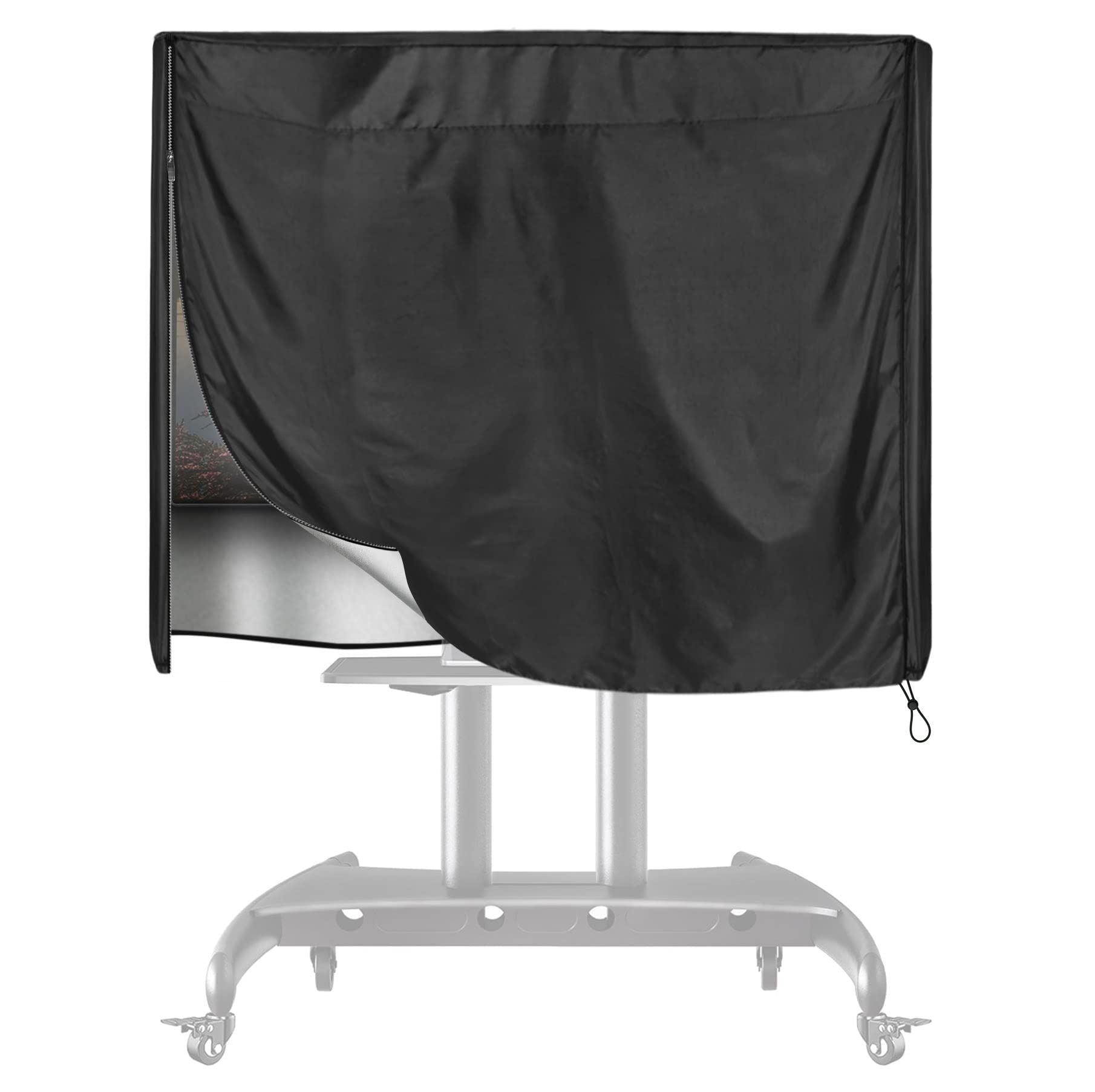 Black 420D Oxford cloth Mobile Outdoor TV Stand Cover for 60-72 Inches Mobile TV Cart Black Waterproof Moisture-proof Dust-proof TV Screen Protection Cover
