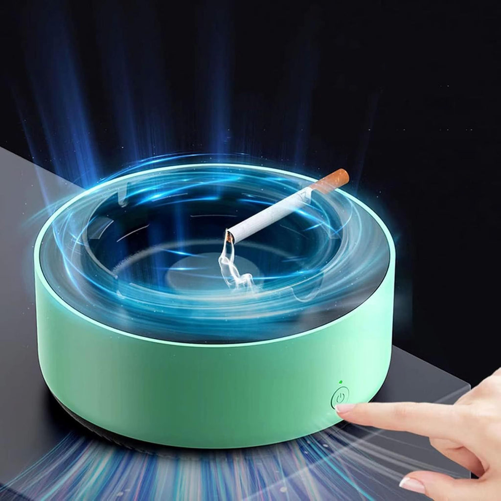 2 in 1 Multifunctional Smokeless Ashtray,Air Purifier Ashtray with Filter, Purifier Ashtrays for Cigarettes Car Indoor (Green)