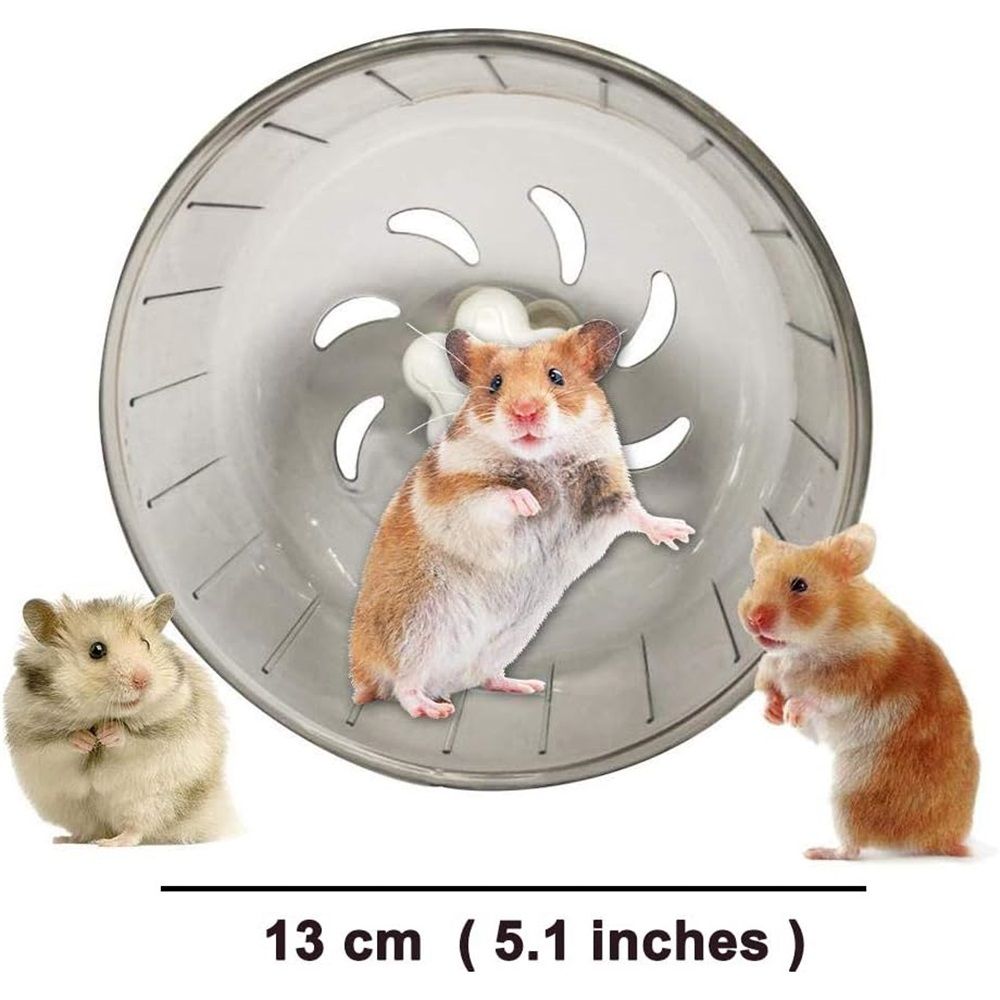 Super Silent Hamster Sports Wheel - Hamster Toy Cage Accessories Running Spinner Small Pet Sandrat Hedgehog Mouse (13cm Grey)