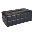 PU Leather Tissue Box Holder Business Black, Rectangular Napkin Holder Drawer Paper Dispenser, Home Office Car Tissue Holder with Magnetic Bottom (Black)