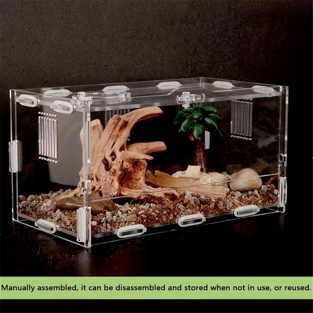 Acrylic Jumping Spider Enclosure Reptile Terrarium with Front Opening Door Reptile Tank for Tarantula Small Reptile