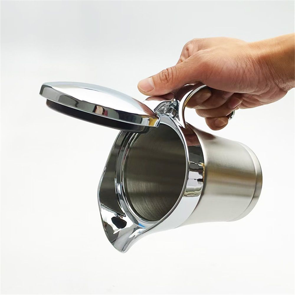 Double Insulated Gravy Boat, Stainless Steel Sauce Jug Gravy Boat with Hinged Lid for Family Dinner, Thanksgiving, Halloween, Christmas, Birthday Party(400ML/silvery)