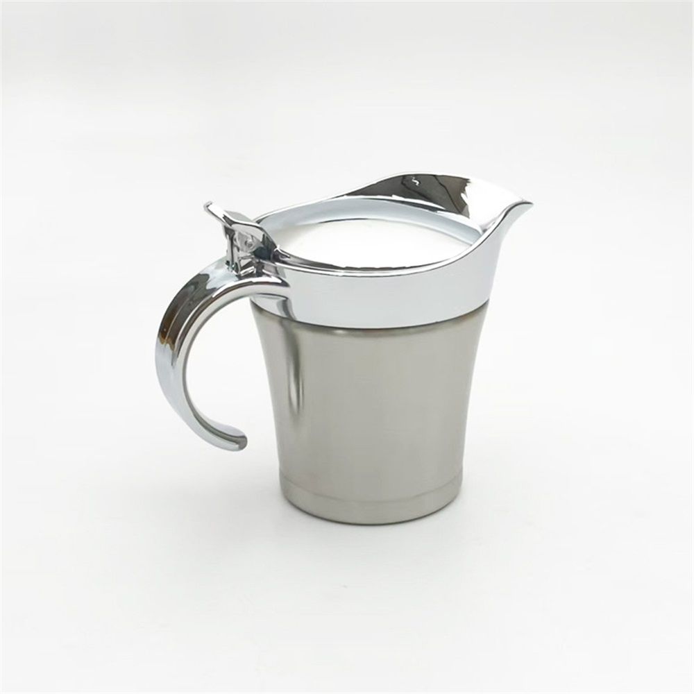 Double Insulated Gravy Boat, Stainless Steel Sauce Jug Gravy Boat with Hinged Lid for Family Dinner, Thanksgiving, Halloween, Christmas, Birthday Party(400ML/silvery)