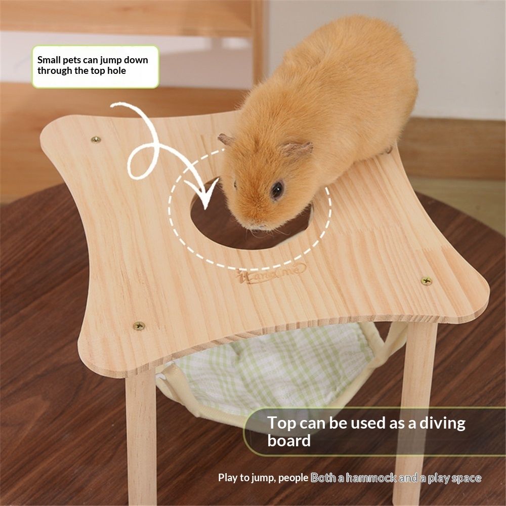Guinea pig hammock with wooden support, small animal hammock, large platform for guinea pigs, rabbits, ferrets, hamsters to hide and sleep (light green)