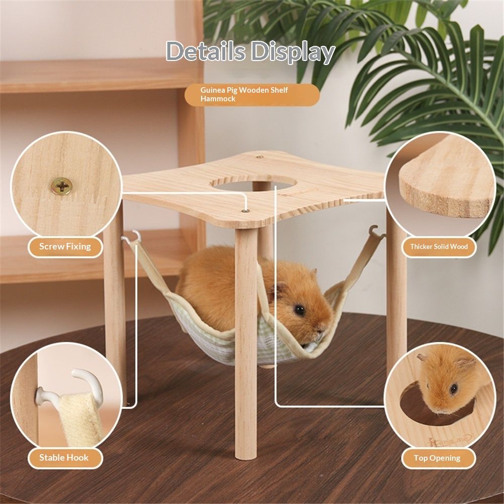 Guinea pig hammock with wooden support, small animal hammock, large platform for guinea pigs, rabbits, ferrets, hamsters to hide and sleep (light green)