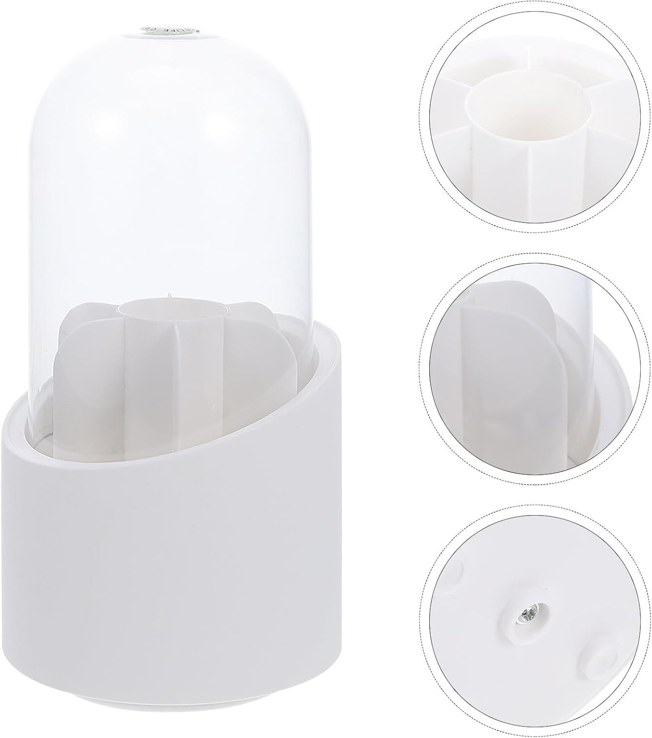 Makeup Brush Holder 360° Rotating with Dustproof Lid, Waterproof Material, Organized Storage, Stylish and Durable Design for Vanity (White)