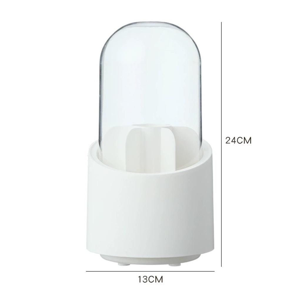 Makeup Brush Holder 360° Rotating with Dustproof Lid, Waterproof Material, Organized Storage, Stylish and Durable Design for Vanity (White)