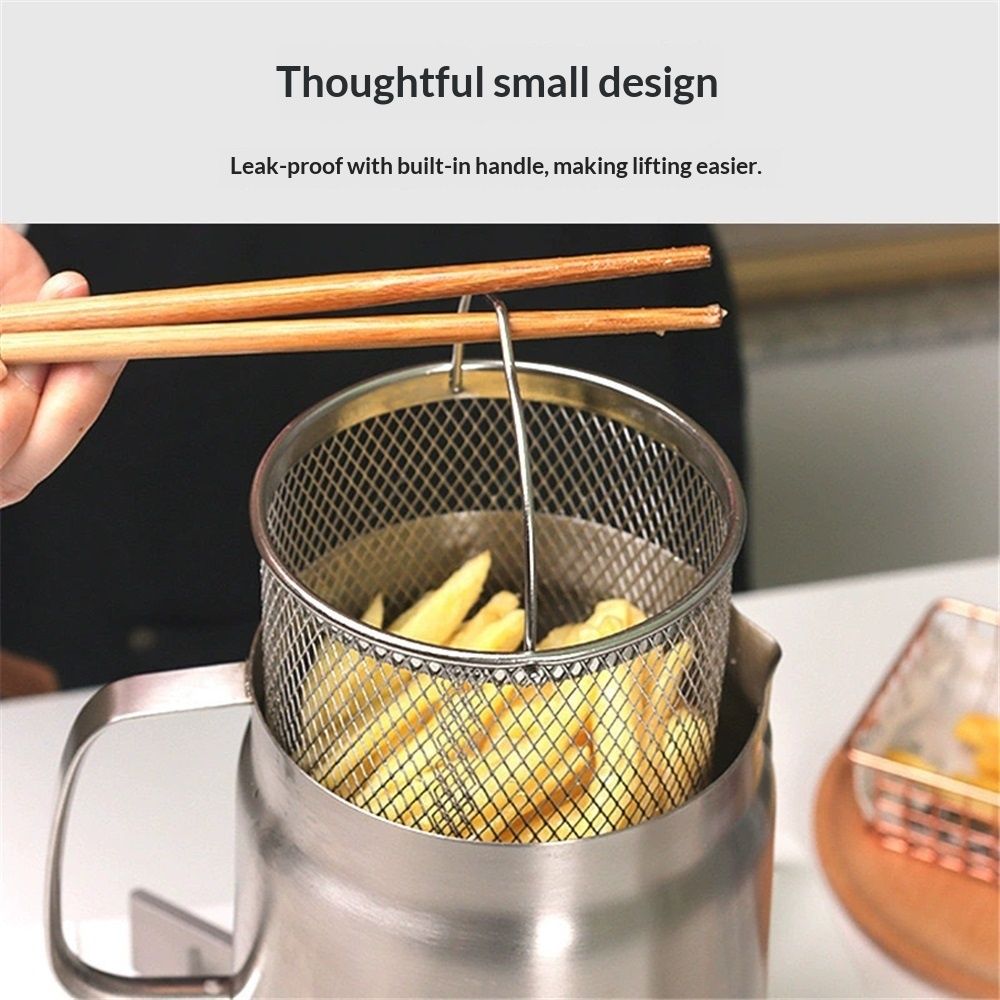 2.0L+oil filter basket - High Resistance, Multifunctional Fryer for Bacon, Chicken, Pasta, Asparagus, Oil Storage. Durable, Safe, Easy to Use – Perfect for Chefs & Cooking Enthusiasts