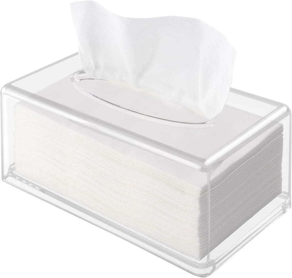 acrylic Tissue Box Holder,Clear Tissue Box Cover Rectangle for Kleenex Tissue Cube Box,Napkin,Facial Tissue Dispenser Box Case for Countertop,Bathroom（small）