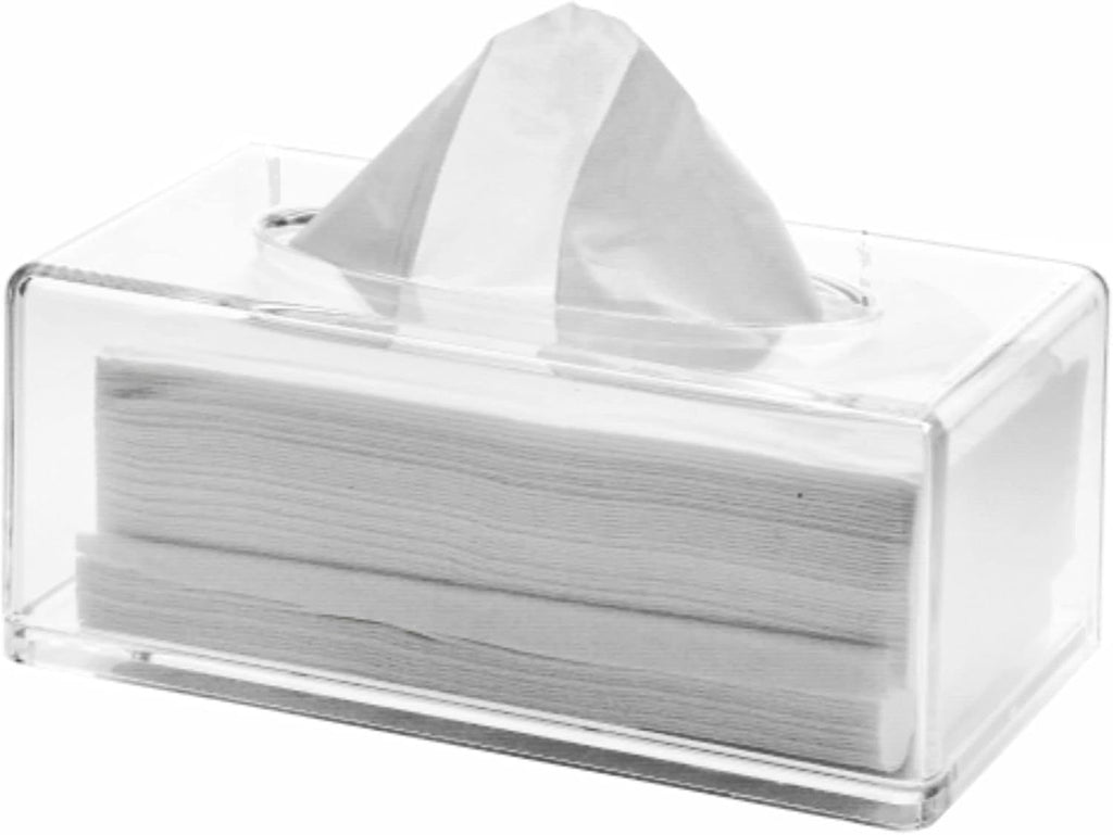 acrylic Tissue Box Holder,Clear Tissue Box Cover Rectangle for Kleenex Tissue Cube Box,Napkin,Facial Tissue Dispenser Box Case for Countertop,Bathroom（small）