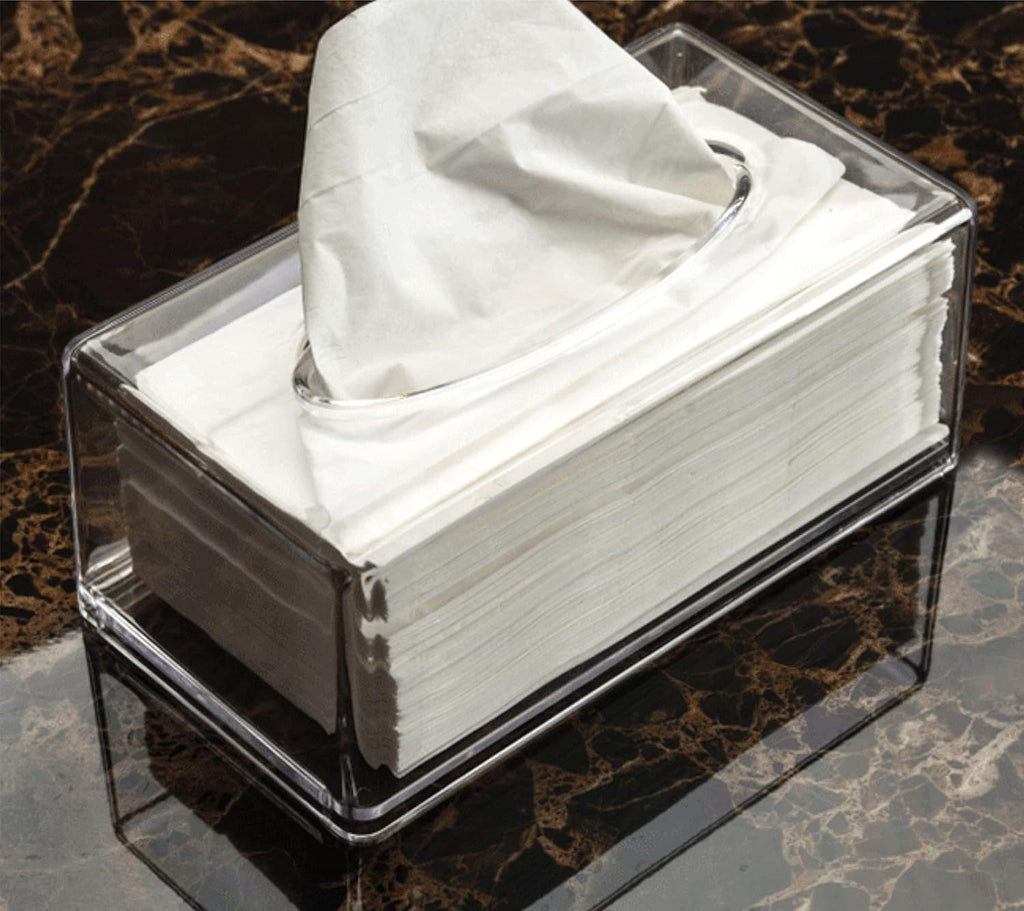 acrylic Tissue Box Holder,Clear Tissue Box Cover Rectangle for Kleenex Tissue Cube Box,Napkin,Facial Tissue Dispenser Box Case for Countertop,Bathroom（small）