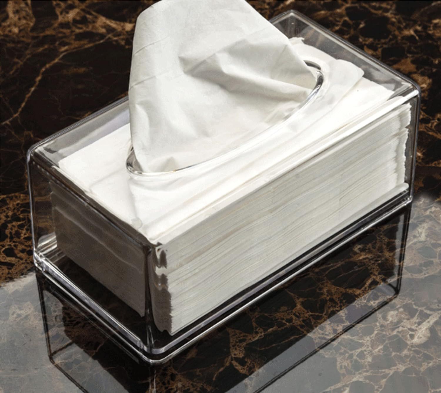 acrylic Tissue Box Holder,Clear Tissue Box Cover Rectangle for Kleenex Tissue Cube Box,Napkin,Facial Tissue Dispenser Box Case for Countertop,Bathroom（small）