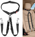 2pcs Dual Pet Car Headrest Restraint Safety Seatbelt No Tangle Dog Leash Duty Adjust Elastic Bungee Puppy Lead Splitter Connect Harness in Vehicle Travel(Black)