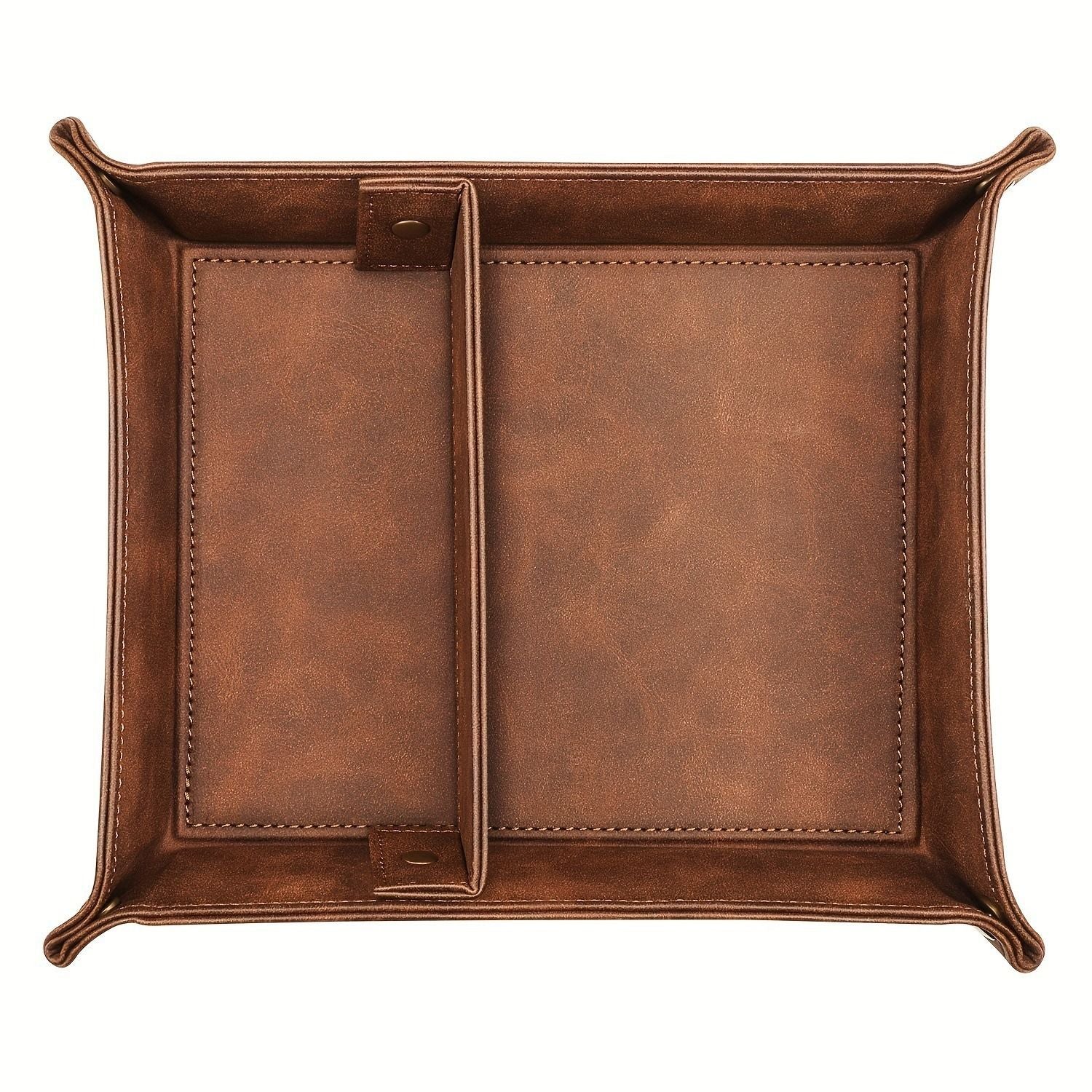 Tray desktop storage rack, detachable 2 compartments tray bedside dressing table bedside table desktop storage board, brown