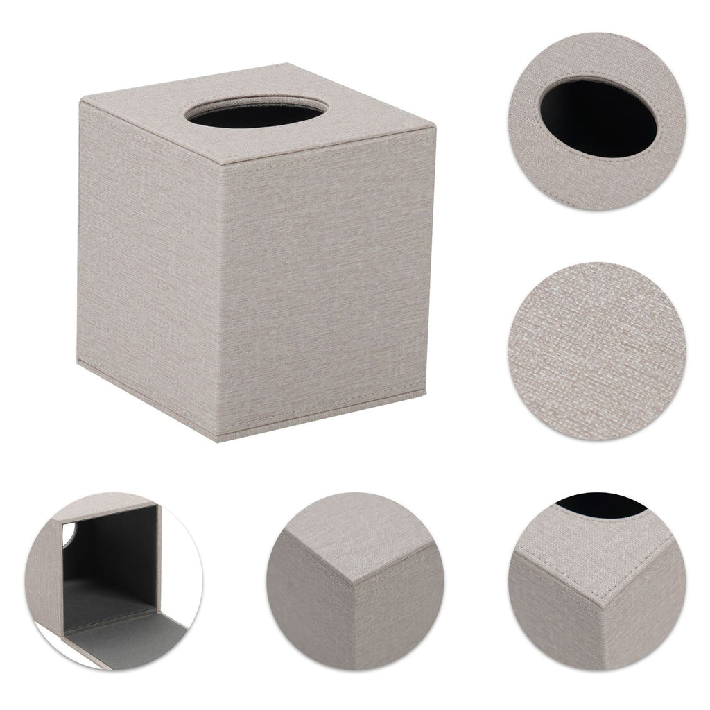 Tissue Box Cover, Leather Tissue Box Holder, Stylish Tissue Box Holder, Square Tissue Box for Vanity, Toilet Tank, Counter, Night Stand, Desk, Office, Car, （white）
