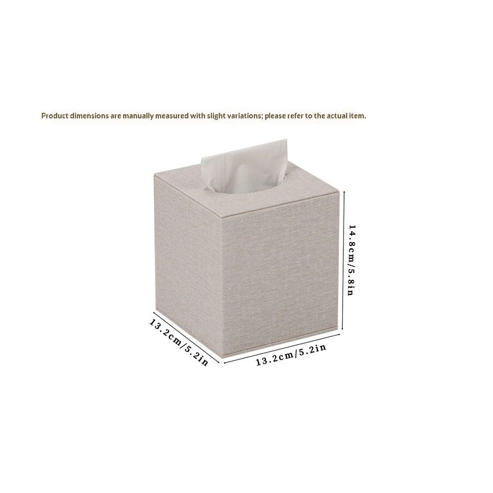 Tissue Box Cover, Leather Tissue Box Holder, Stylish Tissue Box Holder, Square Tissue Box for Vanity, Toilet Tank, Counter, Night Stand, Desk, Office, Car, （white）