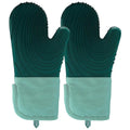 a pair of Silicone insulated gloves for microwave oven, heat-resistant kitchen, thick microwave oven baking gloves, (Green)