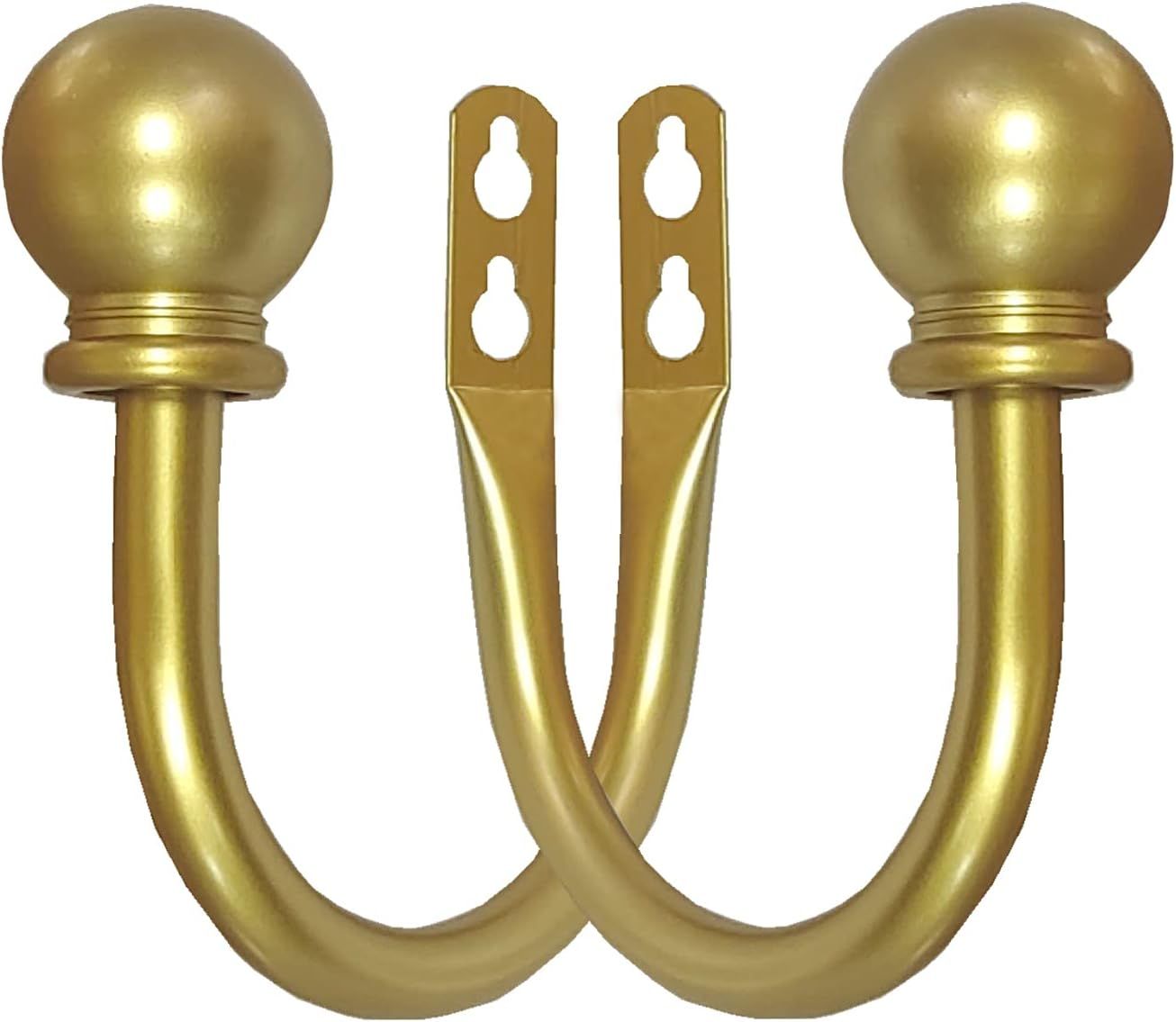 Curtain Holdbacks, Curtain Hooks for Drapes with Screws Wall Mounted Gold Ball Finials Curtain Tiebacks (2pcs)golden