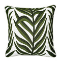Farmhouse Floral Leaves Embroidered Decorative Throw Pillow Cover 18x18 inches, Boho Tufted Flowers Pattern Chic Cotton Cushion Case for Couch Bed Sofa Living Room（Green Palm Leaves）