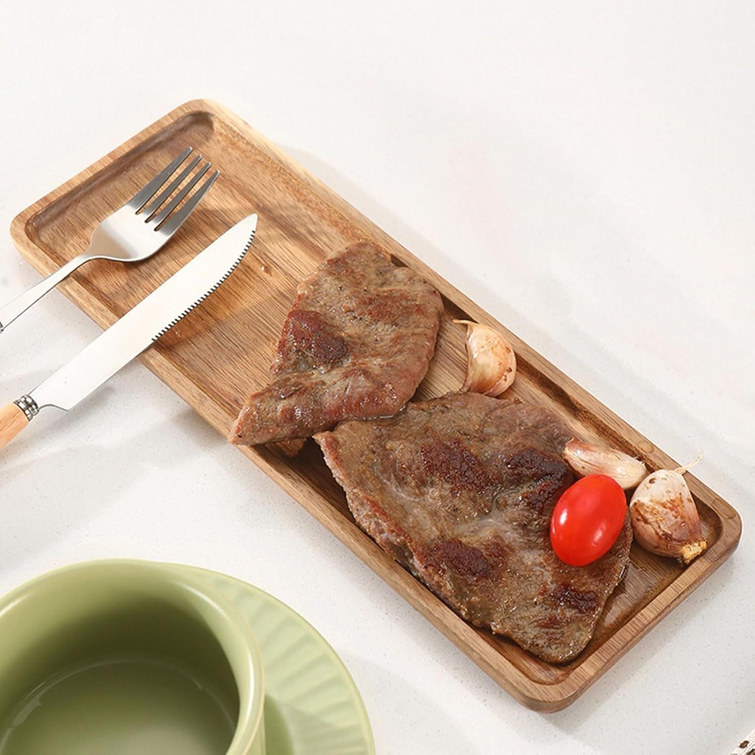 Small Wooden Platters Rectangle Mini Charcuterie Boards Acacia Wood Serving Trays Home Decor Cheese Board Cake Appetizer Plates Kitchen Charcuterie Platter （19CM*10.5CM ）