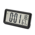Digital Alarm Clock, Portable Black LCD with Temperature & Humidity Display, Wall Mountable, Ideal for Dorm or Desktop Use
