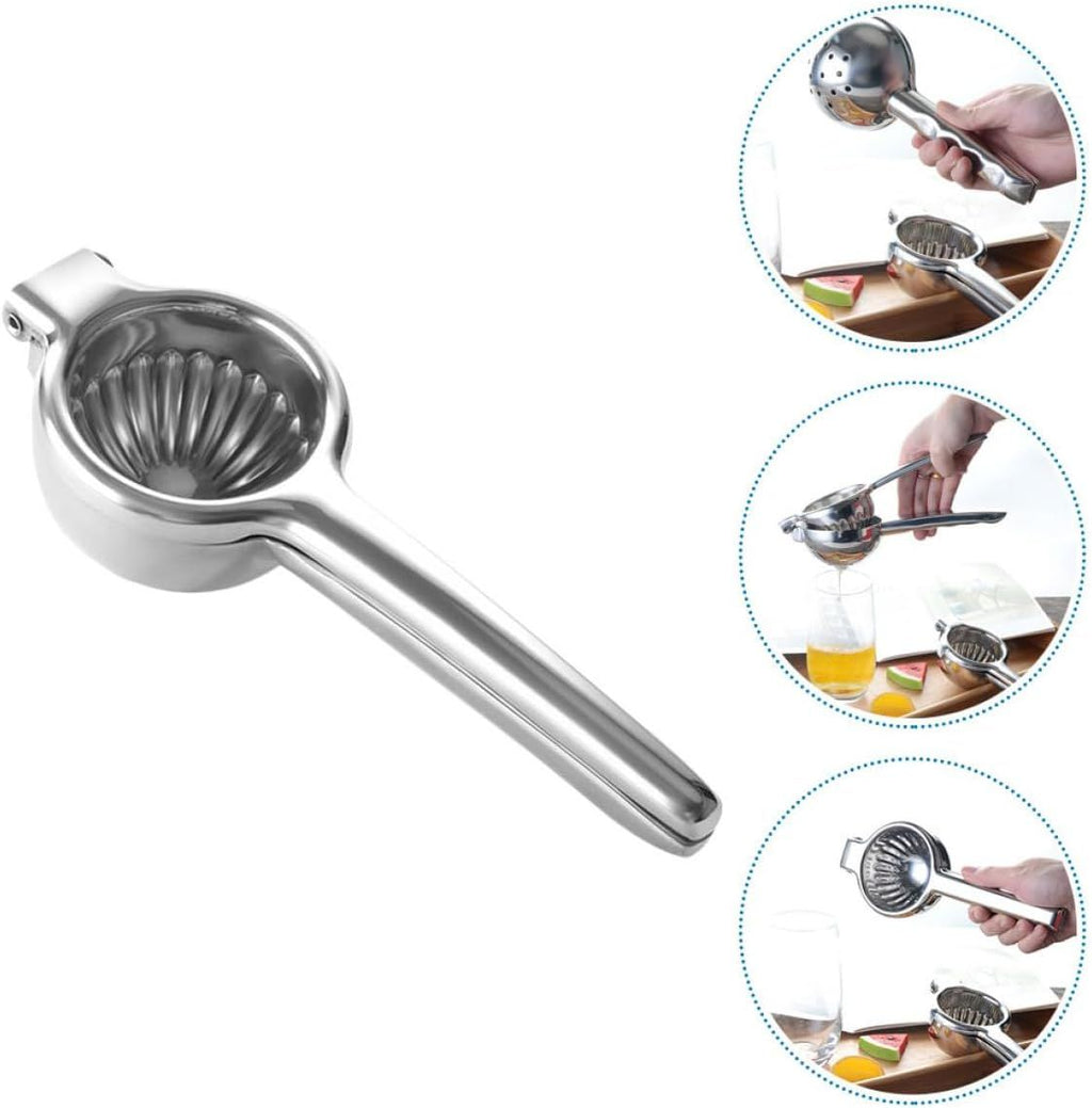 Lemon Lime Squeezer,Stainless Steel Hand Press Citrus Juicer with Grooved Bowl, Heavy-Duty Hinged Handle, High Juice Yield, Easy to Use & Dishwasher Safe（large size）