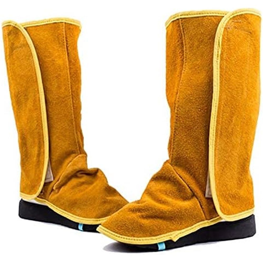 Leather Welding Spats Extra Long - Heat and Abrasion Resistant Welding Boot Covers - Full Coverage Shoes Protectors - Welding Gaiters, 1 Pair Height 33