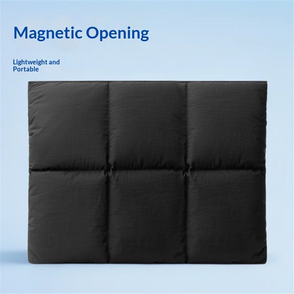 Comfyable Puffy Laptop Sleeve 13 Inch 14 Inch, Quilted Puffer Laptop Carrying Case Magnetic inner bag（black）