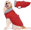 Warm Dog Coat Waterproof Dog Jacket Reflective Vest with Adjustable Buckle Hook & Loop, Windproof Winter Jacket Dogs Coats for Small Medium Large Dogs, Red,L