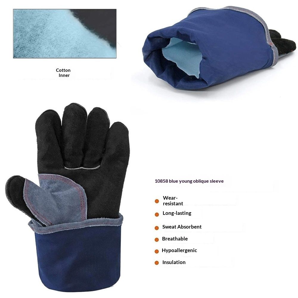 Heat Resistant Welding Gloves 16 inches Cowhide Leather - Long Sleeve and Insulated Lining BBQ Glove for Welder/Mig/Grill/Barbecue/Stove （Heito）