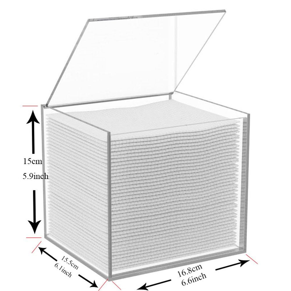Disposable Face Towel Holder Storage Box , Clear Acrylic Box Container , Makeup Organizer With Flip Lid