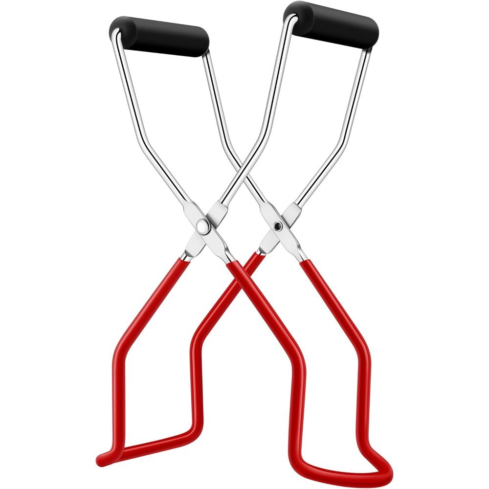 2pcs  Canning Jar Lifter, Canning Tongs Jar Lifter, Canning Tools, Canning Supplies for Home Kitchen, Stainless Steel, Red