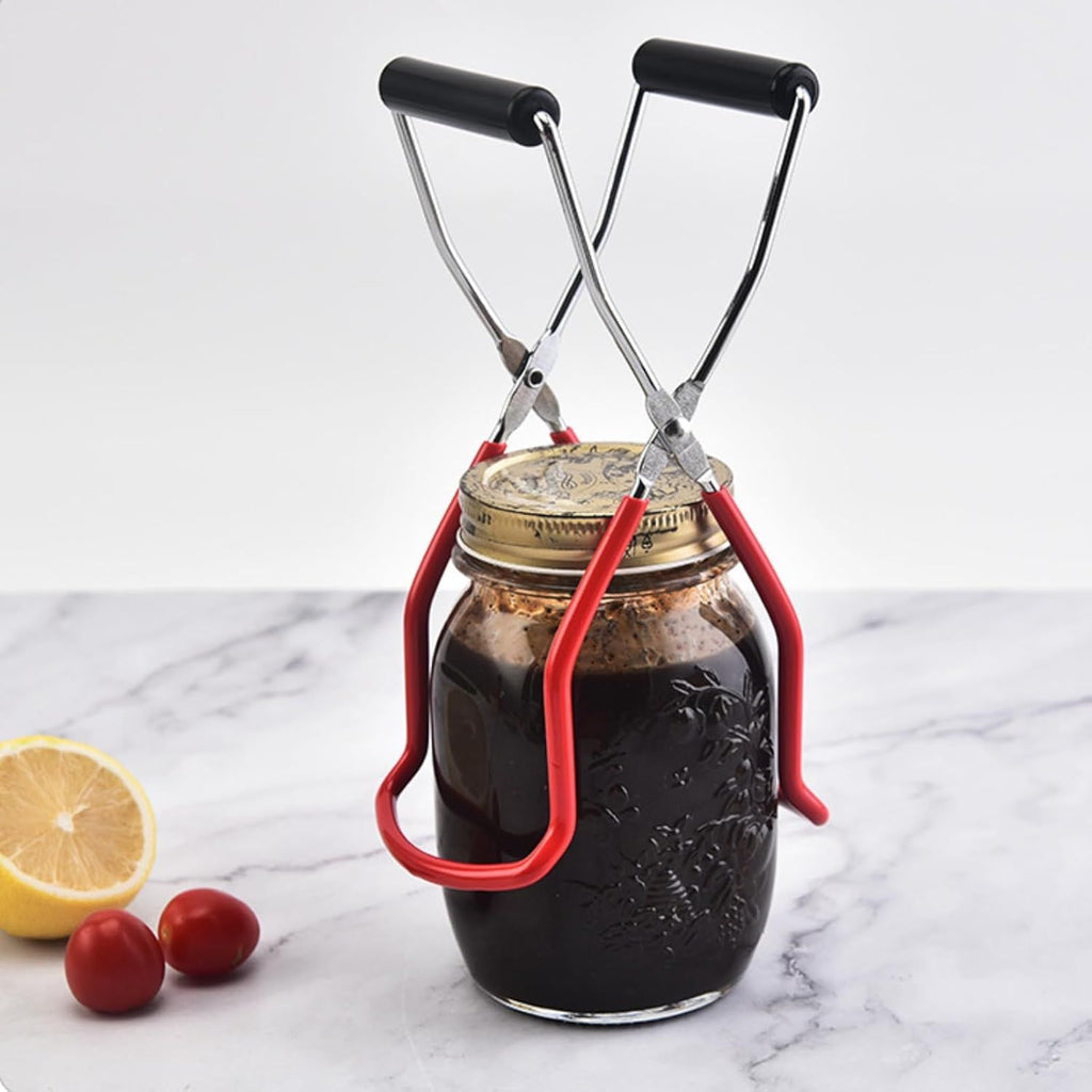 2pcs  Canning Jar Lifter, Canning Tongs Jar Lifter, Canning Tools, Canning Supplies for Home Kitchen, Stainless Steel, Red