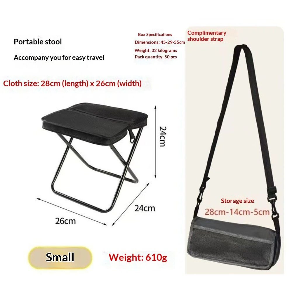 Portable Stool for Mountaineering and Hiking, Lightweight Foldable Stool with Carrying Bag, Outdoor Footstool for Picnic Hiking Fishing (BLack, Small)