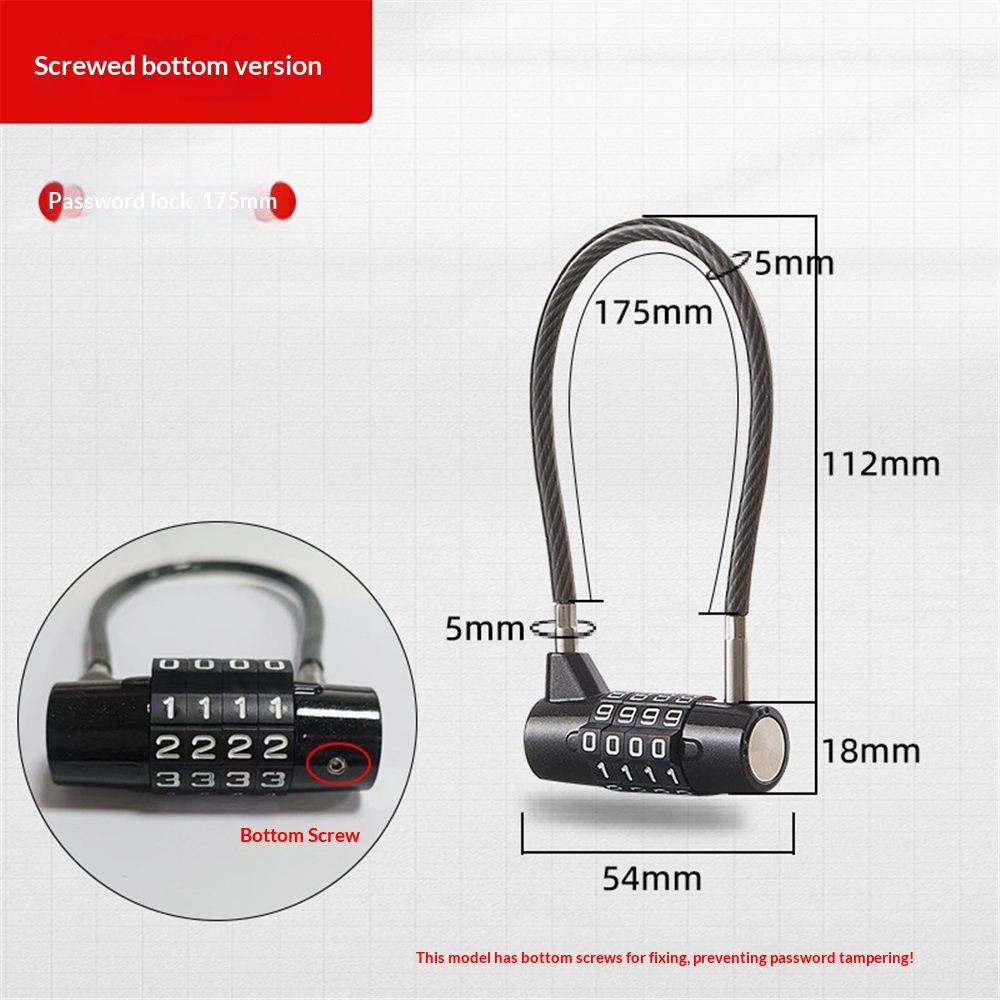 Combination Lock Cable Lock with 4 Digits Cabinet Lock with  Durable Cable Ideal for lockers, Gym, gate, Fence, Toolbox, case, hasp Storage and Outdoor（black175mm）