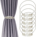 6Pack Curtain Tiebacks Spring Design Curtain Holdback Leaf Carving Design Curtain Ties for Drapes Curtain Ties Backs Curtain Modern Style Curtain Holdback Decor(Sliver Leaf)