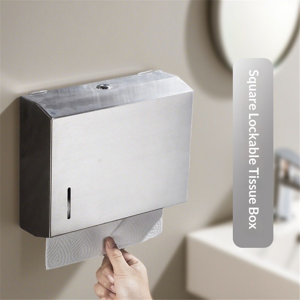 Paper Towel Dispenser Wall Mount - Large Capacity Stainless Steel Tissue Holder, Suitable for Bathrooms and Public Places, 304 sandblasted