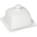 Rectangle Butter Dish with Lid, White  Domed Cheese Dish with Handle Individual Serving Mini Butter Tray, Cute Ceramic Dessert Serving Bowl for Table, Countertop, Refrigerator
