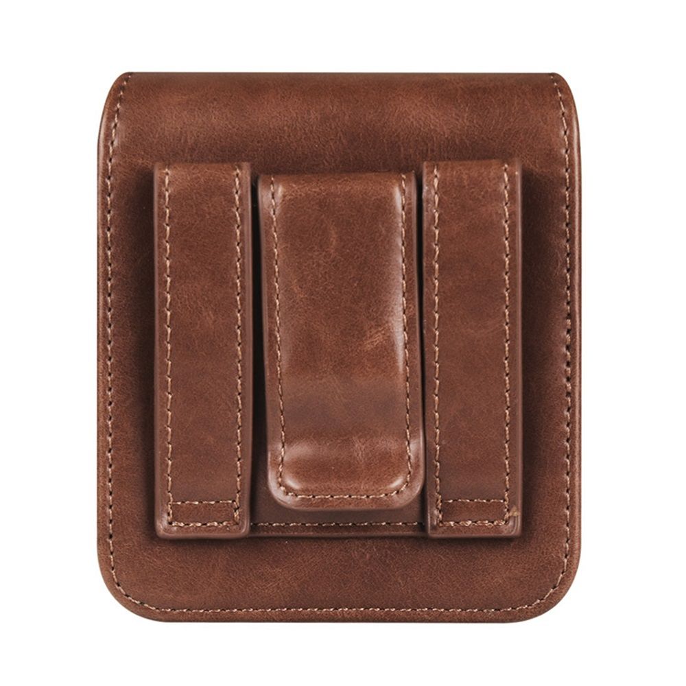 Cell Phone Waist Pouch Small Mobile Phone Waist Holder Leather Hiking Walking Carry Case Smartphone Waist Wallet Handbag，dark brown