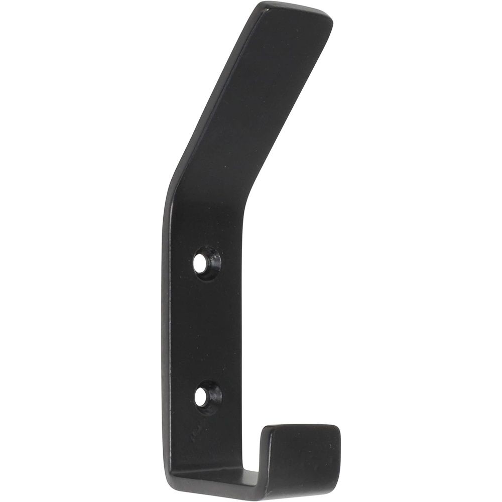 2pcs Stainless Steel Single Robe Hook Wall Mounted Towel Hook Black Painted Clothes Hook Bathroom Door Kitchen Hardware (Black)