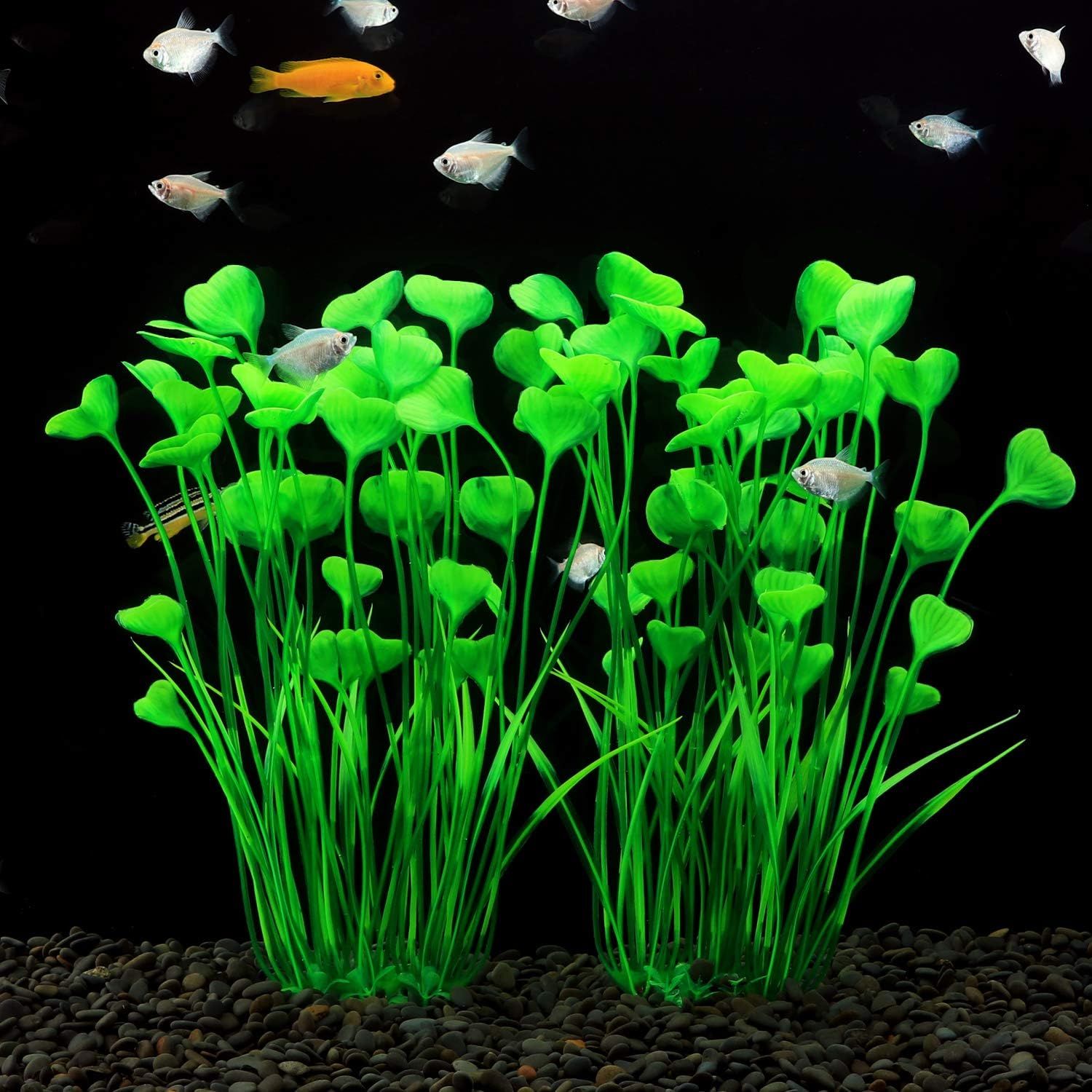 Plastic Fish Tank Plants, 2 Pack Artificial Tall Aquarium Plants for Fish Tank Decor,Fish tank landscaping decoration with aquatic plants  (Green)
