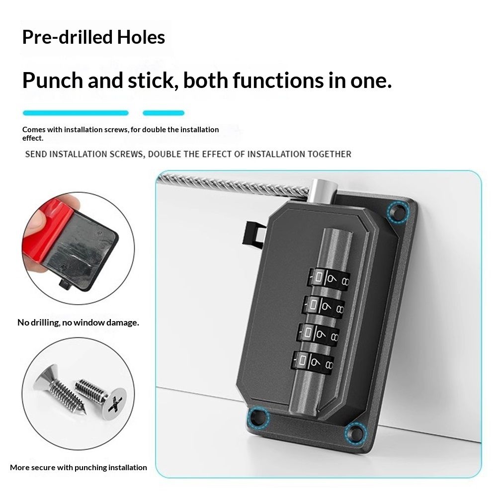 2pcs Anti-Pinch Hand Baby Safety Lock Adjustable No Drilling Cabinet Lock Child Protection Window Digital Password Lock for Home(Black)