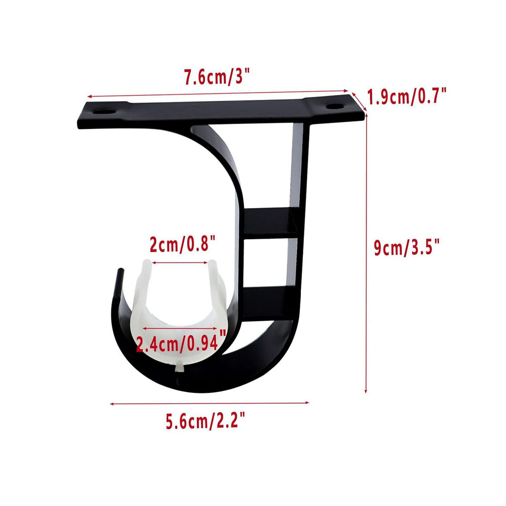 Curtain Rod Brackets 6pcs Black Curtain Rod Holder for Drapery Rod with Diameter Window Drapery Rod Bracket Installed to The Ceiling Only