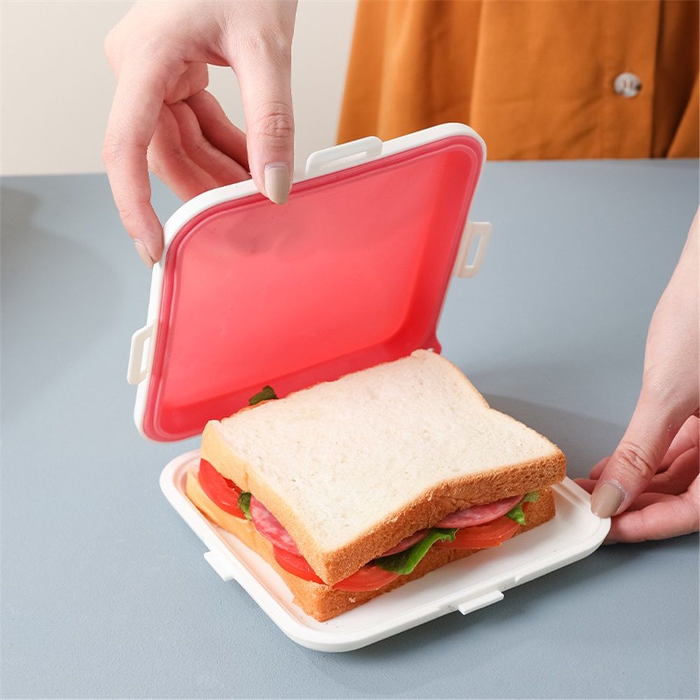 3 Pack Sandwich Containers,3 Color Silicone Sandwich Storage with Snap-Off,Sandwich Box for Lunch,Leakproof, Reusable Plastic Sandwich Holder for Fruit,Salad,Snacks and Food Storage（blue+red+yellow）