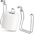 2 pieces - Diamond free hanging bathroom tissue roll dispenser suitable for small bathrooms, RVs, and campers - space saving storage hook (silver)
