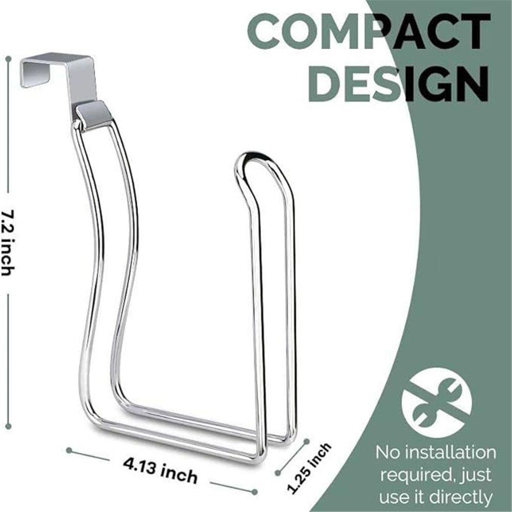 2 pieces - Diamond free hanging bathroom tissue roll dispenser suitable for small bathrooms, RVs, and campers - space saving storage hook (silver)