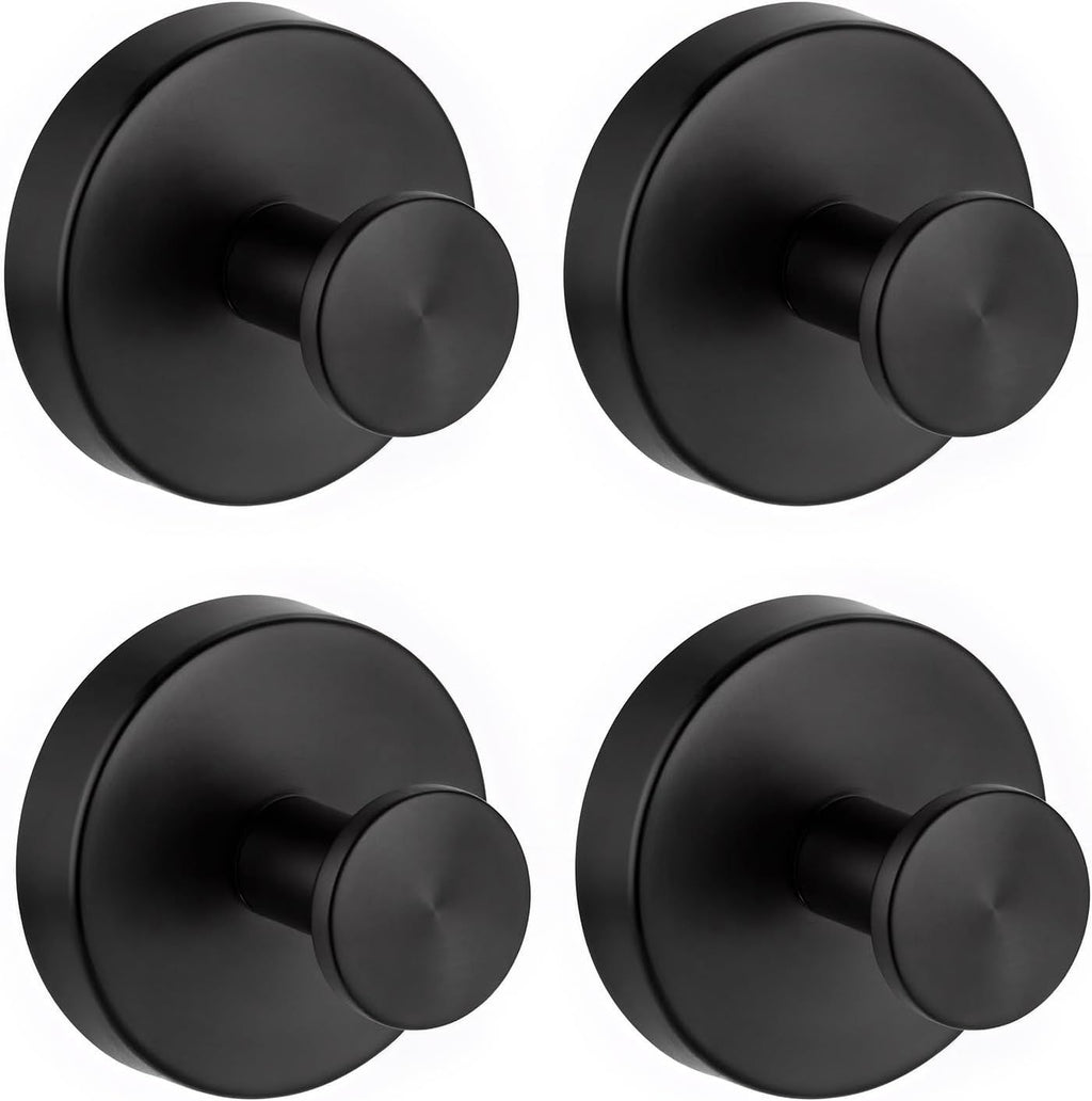 Suction Cup Hooks for Shower, Removable Towel Hooks for Bathrooms Wall, Glass, Window No Drill Shower Suction Hooks for Hanging, Robe, Loofah, Wreath 4 Pcs Black