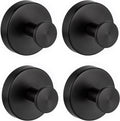 Suction Cup Hooks for Shower, Removable Towel Hooks for Bathrooms Wall, Glass, Window No Drill Shower Suction Hooks for Hanging, Robe, Loofah, Wreath 4 Pcs Black