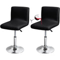 Waterproof Bar Stools Cover with Back Stretch PU Barstools Slipcovers Counter Height Bar Stool Covers Protector Square Swivel Barstool Covers for Kitchen Bar Set of 2 Black