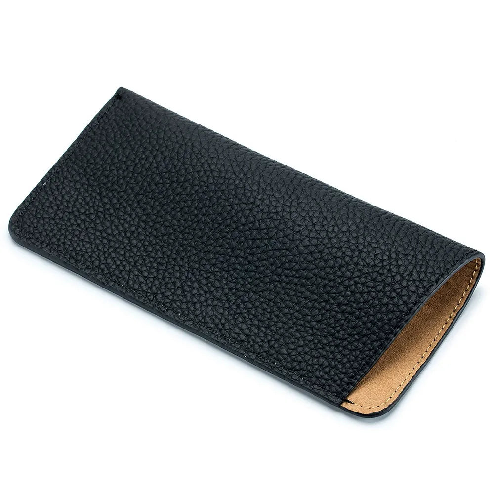 2pcs Women's Eyeglass Case Leather Soft Holder Pocket Cases Slim Travel Pouch for Sunglasses Eyeglasses Readers（black）